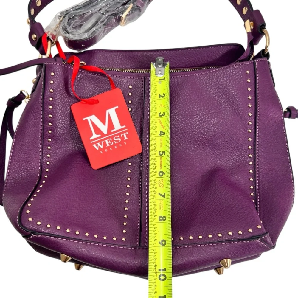 Montana West Studded Hobo Bag with Concealed Carry in Purple and Gold NWT